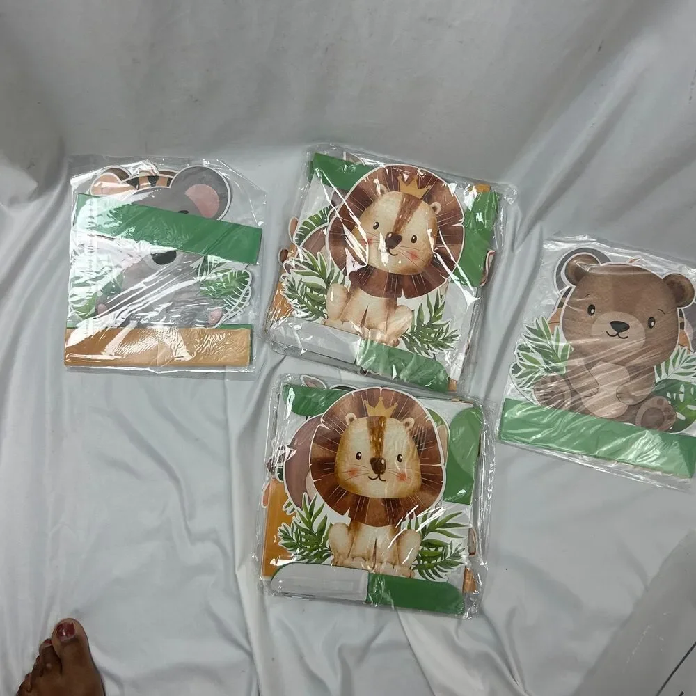 Gueevin Jungle Safari Animal Party Decorations Baby Shower Table Decor Set New